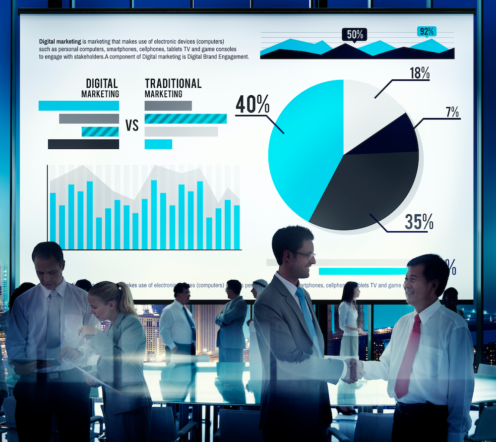 digital marketing graph statistics analysis finance market conce