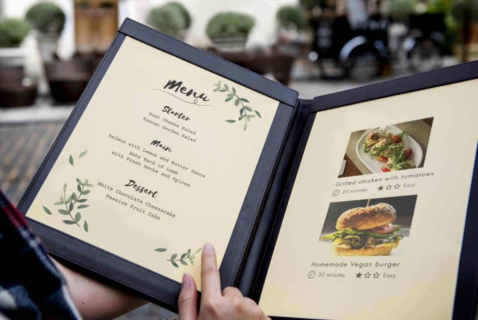 menu design in a restaurant